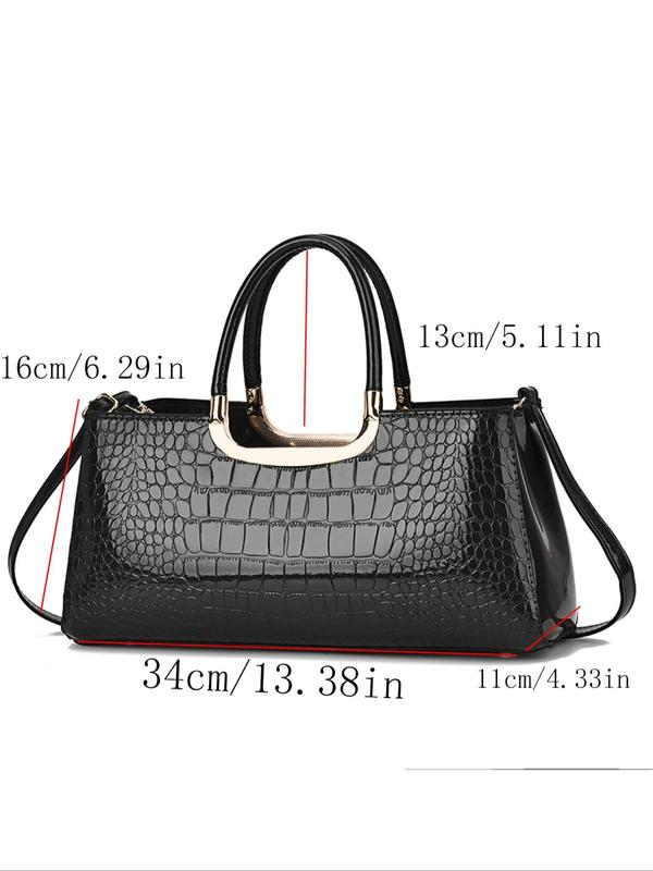 Women's Elegant Crocodile Embossed Handbag, Fashionable Large Capacity Crossbody Bag, Casual Trendy Versatile High-quality Daily Commuting Bag