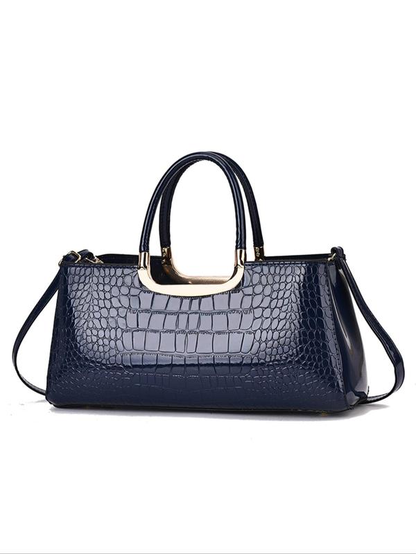 Women's Elegant Crocodile Embossed Handbag, Fashionable Large Capacity Crossbody Bag, Casual Trendy Versatile High-quality Daily Commuting Bag