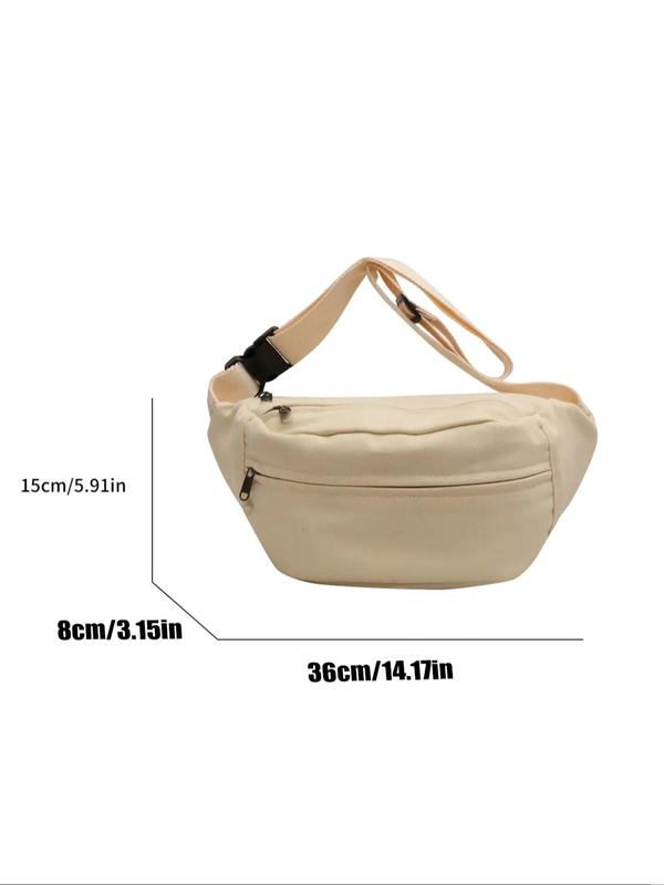 Women's Solid Color Fanny Pack, Fashionable Large Capacity Travel Chest Bag, Female All-match Zipper Sling Bag for Daily Used for Women & Girls