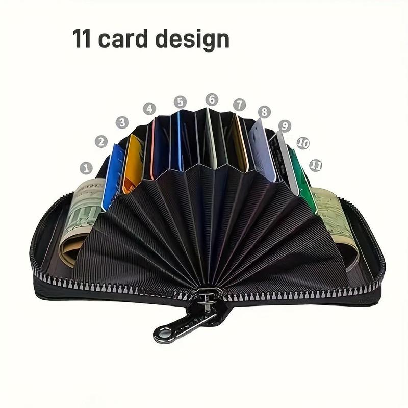 PU Leather Card Holder with Zipper Coin Pocket, 1 Count Multiple Card Slots Durable Card Holder, Stylish & Secure Compact Wallet for Everyday Use