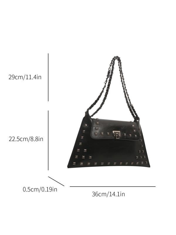 Women's Studded Decor Shoulder Bag, Fashionable Chain Strap Crossbody Bag for Daily Used, Casual Trendy Versatile High-quality Daily Commuting Bag