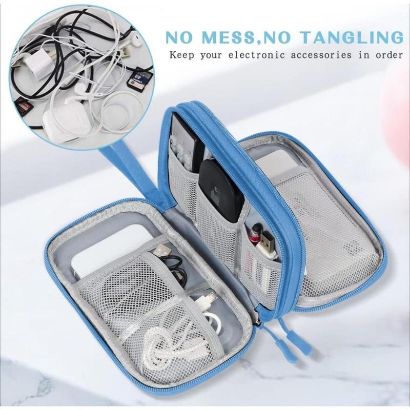 Electronic Organizer, Travel Organizer Bag Pouch, Electronic Accessories Carry Case, Portable Waterproof Double Layers All-in-One Storage Bag for Cable, Cord, Charger, Phone, Earphone, Cyan(Creative Life Pavilion)