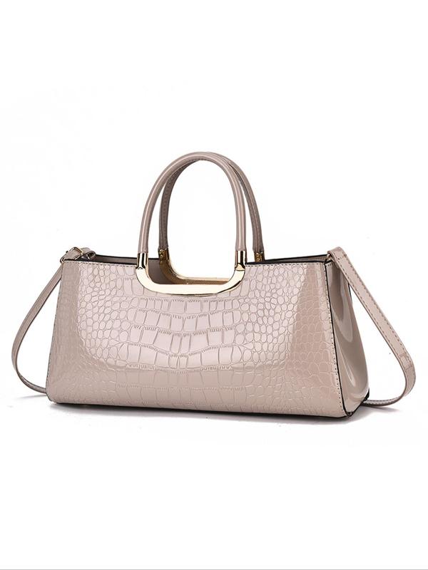 Women's Elegant Crocodile Embossed Handbag, Fashionable Large Capacity Crossbody Bag, Casual Trendy Versatile High-quality Daily Commuting Bag