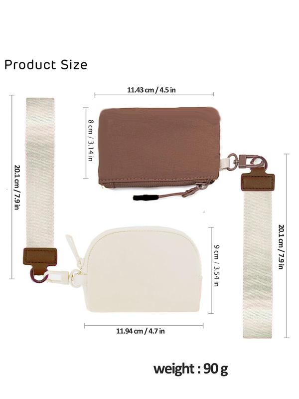 Casual Trendy Mini Zipper Wristlet Wallet with Double Pockets, Portable Detachable Minimalist Wristlet, Coin Purse for Women for Travel & Sports & Daily Life