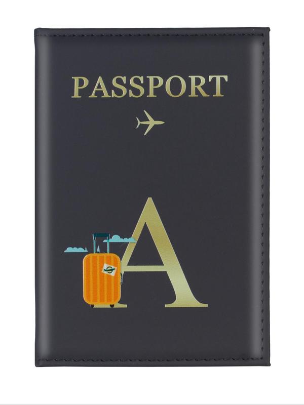 Fashion Creative Letter Pattern Passport Holder, PU Leather Passport Cover, Slim Travel Wallet Accessory