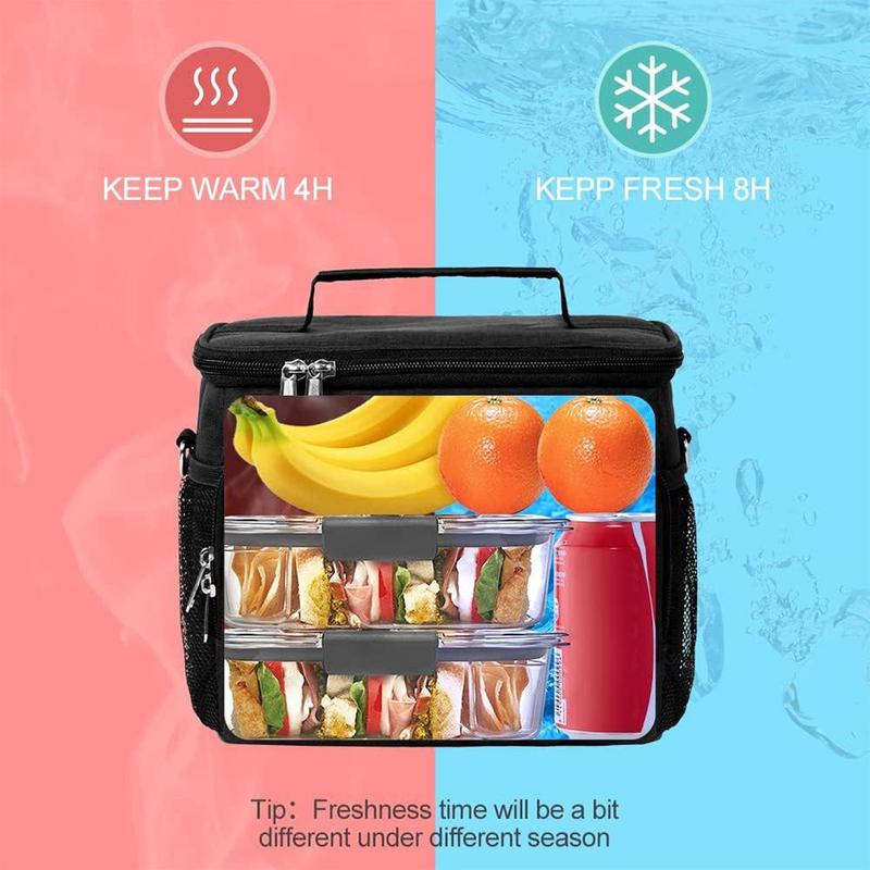 Insulated Lunch Bag, Reusable Lunch Box for Office Work School Picnic Beach, Leakproof Freezable Cooler Bag with Adjustable Shoulder Strap for Kids Adult