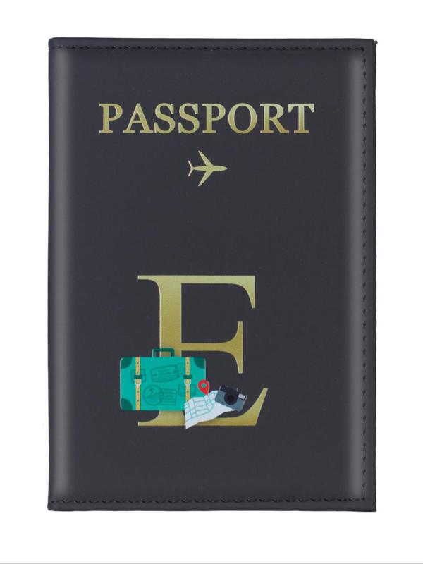 Fashion Creative Letter Pattern Passport Holder, PU Leather Passport Cover, Slim Travel Wallet Accessory