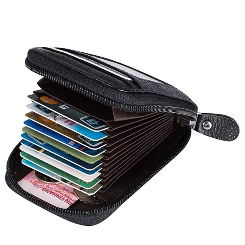 PU Leather Card Holder with Zipper Coin Pocket, 1 Count Multiple Card Slots Durable Card Holder, Stylish & Secure Compact Wallet for Everyday Use