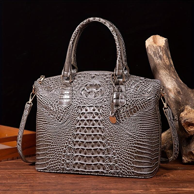 2024 HOT Chic Crocodile Embossed Womens Handbag - Top Handle Satchel with Roomy Interior & Convertible Crossbody Strap - Fashion Purse for Everyday Style