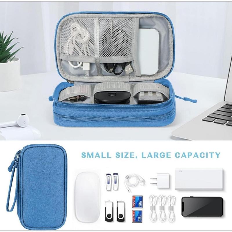 Electronic Organizer, Travel Organizer Bag Pouch, Electronic Accessories Carry Case, Portable Waterproof Double Layers All-in-One Storage Bag for Cable, Cord, Charger, Phone, Earphone, Cyan(Creative Life Pavilion)