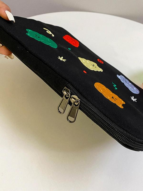 Cute Cartoon Bears Embroidering Design Laptop Bag, Casual Computer Bag for Women & Men, Fashion Laptop Bag for Daily Use