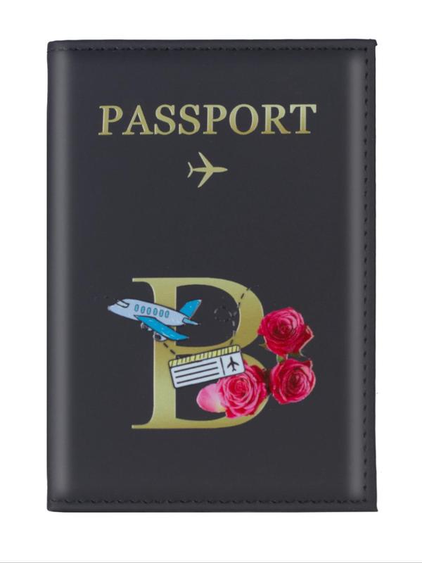 Fashion Creative Letter Pattern Passport Holder, PU Leather Passport Cover, Slim Travel Wallet Accessory