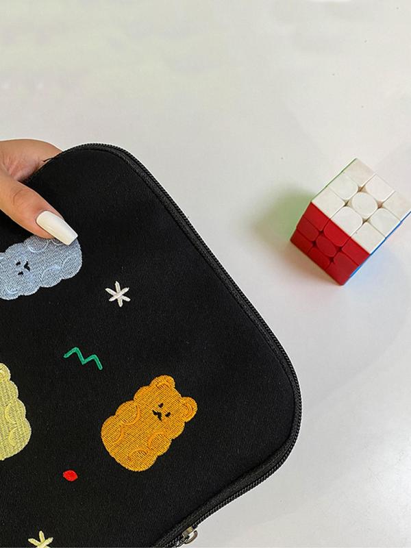 Cute Cartoon Bears Embroidering Design Laptop Bag, Casual Computer Bag for Women & Men, Fashion Laptop Bag for Daily Use