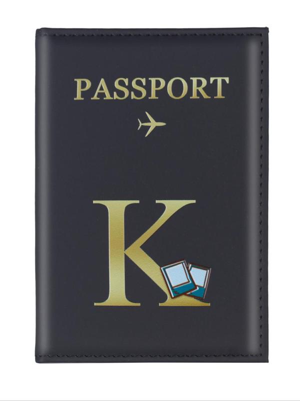 Fashion Creative Letter Pattern Passport Holder, PU Leather Passport Cover, Slim Travel Wallet Accessory