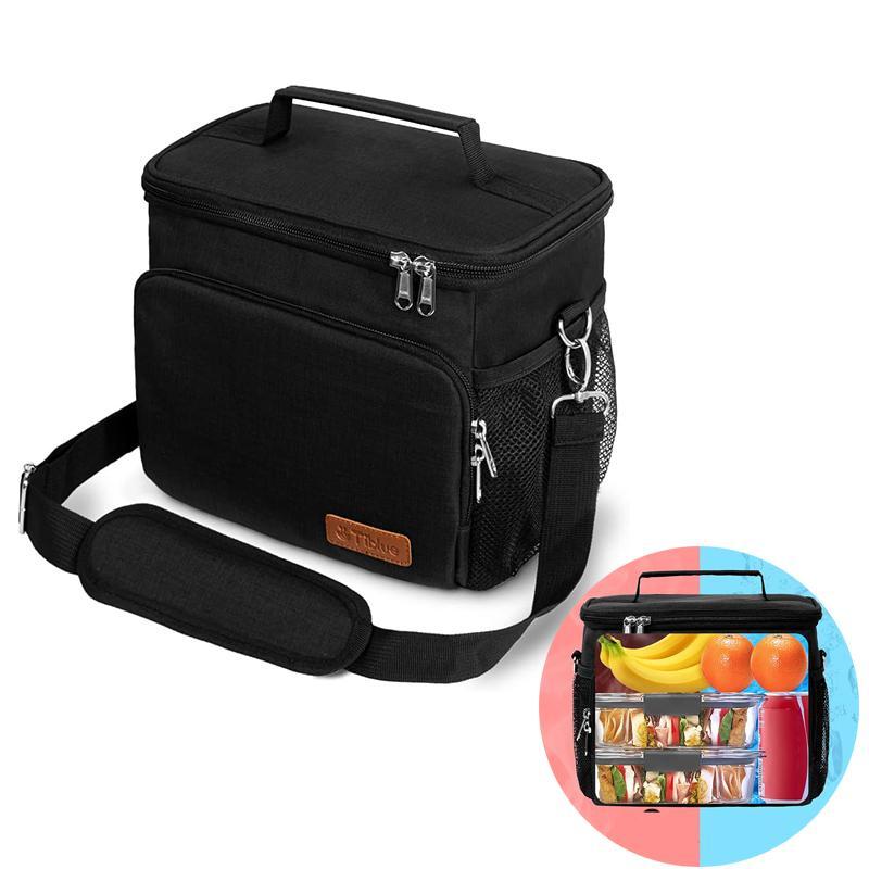 Insulated Lunch Bag, Reusable Lunch Box for Office Work School Picnic Beach, Leakproof Freezable Cooler Bag with Adjustable Shoulder Strap for Kids Adult