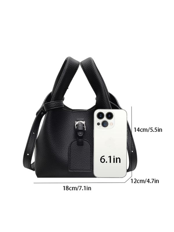 Women's Elegant Bucket Bag, Fashionable Solid Color Handbag, Versatile Crossbody Bag for Daily Use, Office Worker Commuting, Elegant Ladies Bag