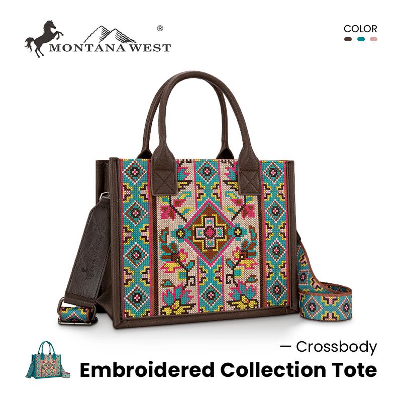 Montana West [MegaLive] Embroidered Collection Tote Crossbody