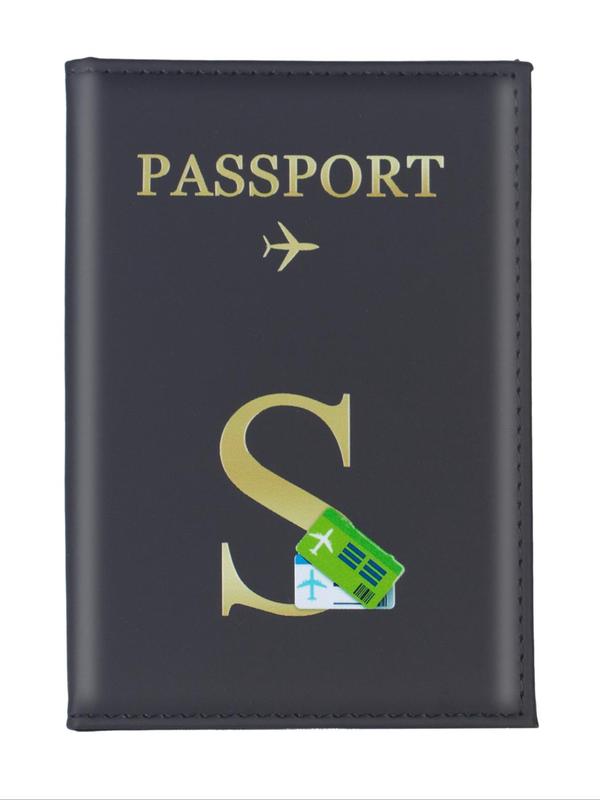 Fashion Creative Letter Pattern Passport Holder, PU Leather Passport Cover, Slim Travel Wallet Accessory