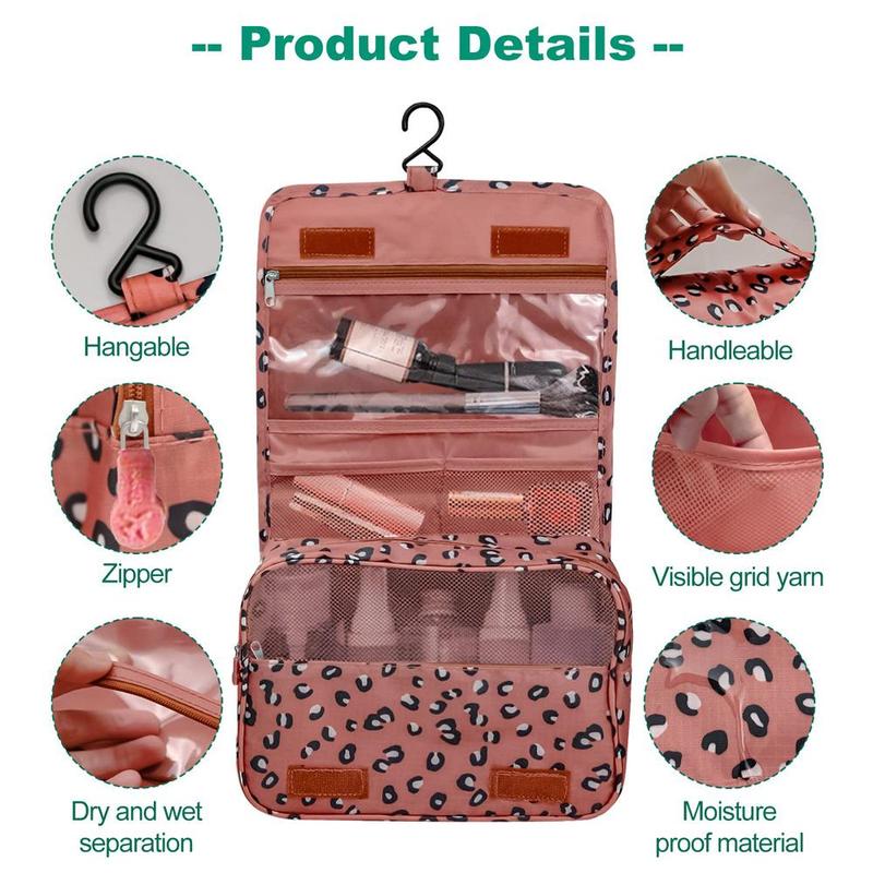 Leopard Pattern Cosmetic Storage Bag, 1 Count Waterproof Makeup Organizer, Travel Toiletry Bag with Zipper, Storage Bag for Home & Travel