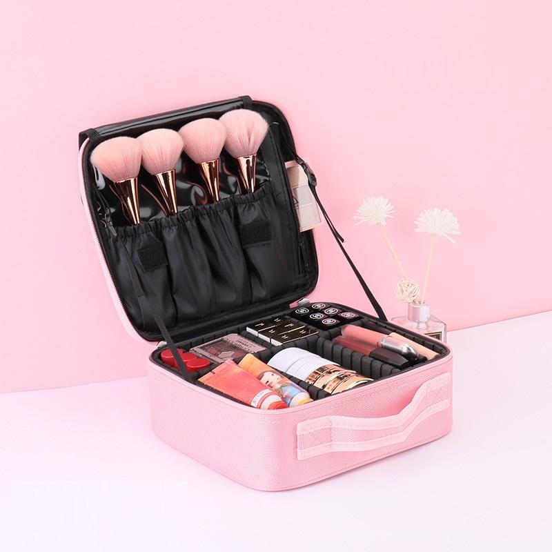 Large Capacity Makeup Bag, Portable Cosmetic Storage Bag with Handle, Multi-grid Professional Cosmetic Organiser, Multi-functional Travel Box Bag for Outdoor