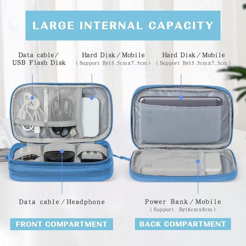 Electronic Organizer, Travel Organizer Bag Pouch, Electronic Accessories Carry Case, Portable Waterproof Double Layers All-in-One Storage Bag for Cable, Cord, Charger, Phone, Earphone, Cyan(Creative Life Pavilion)