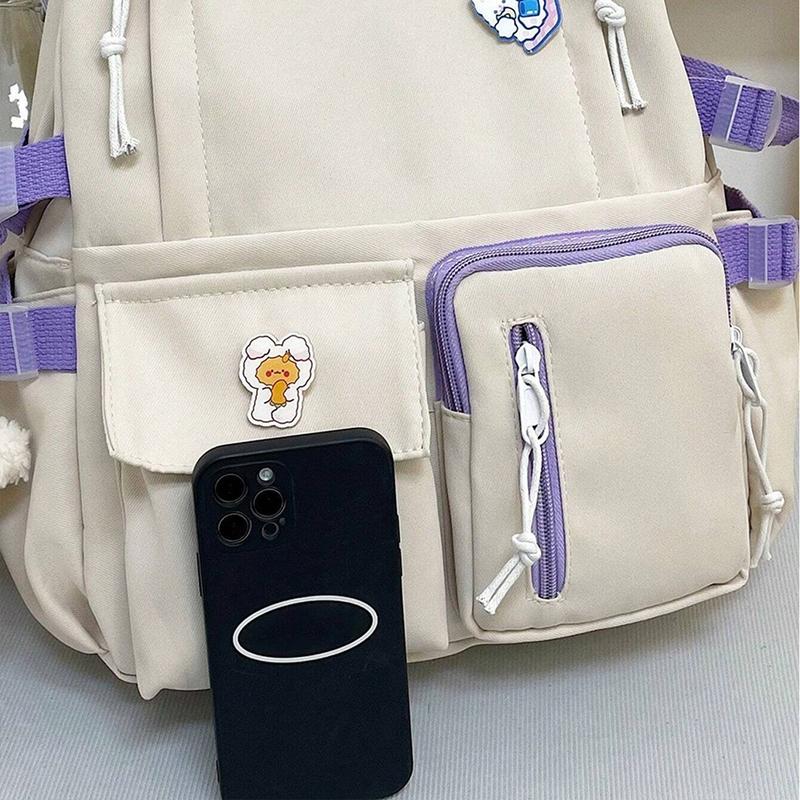 Cute Multi Pockets Backpack for Women Multifunctional School Bag Trendy Daypack Suitable for Travel Vacation