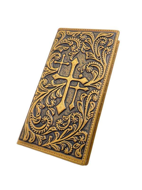 Easter Vintage Cross Pattern Summer Long Wallet for Men, Punk Western Cowboy Embossed Leather Zipper Designer Purses Summer 2024, Bifold Wallet with Card Slots for Spring Daily Use