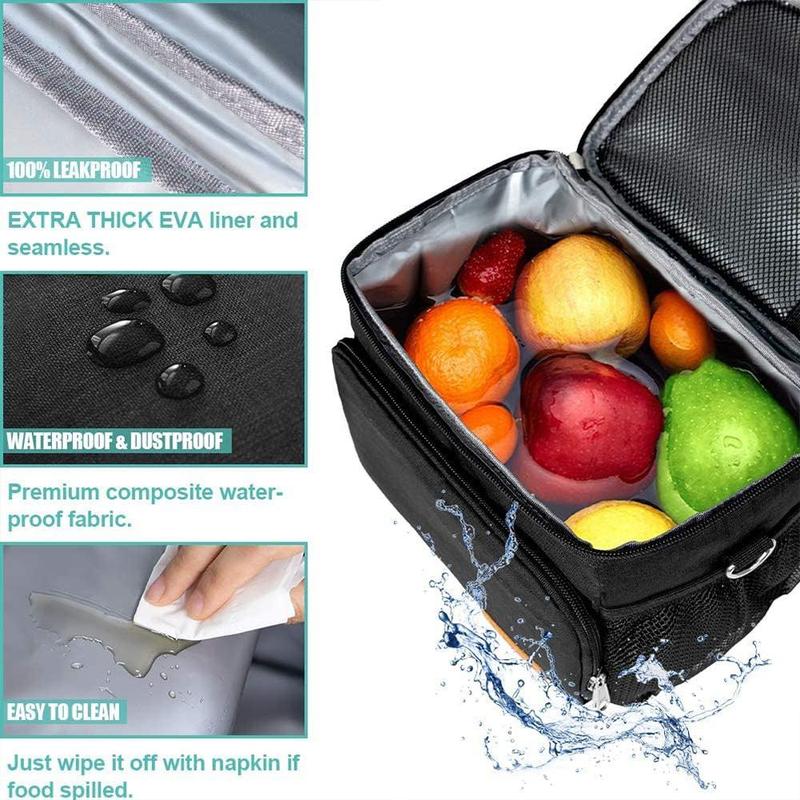 Insulated Lunch Bag, Reusable Lunch Box for Office Work School Picnic Beach, Leakproof Freezable Cooler Bag with Adjustable Shoulder Strap for Kids Adult