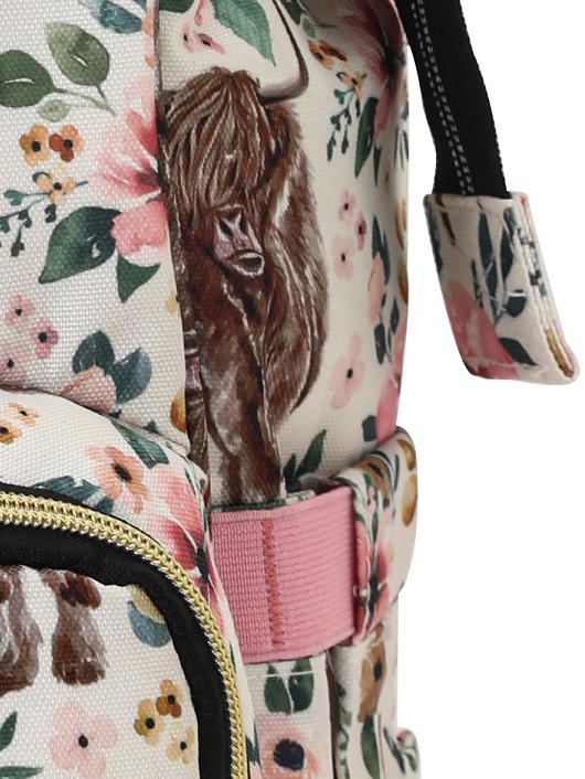 Floral Western Backpack with Highland Cows