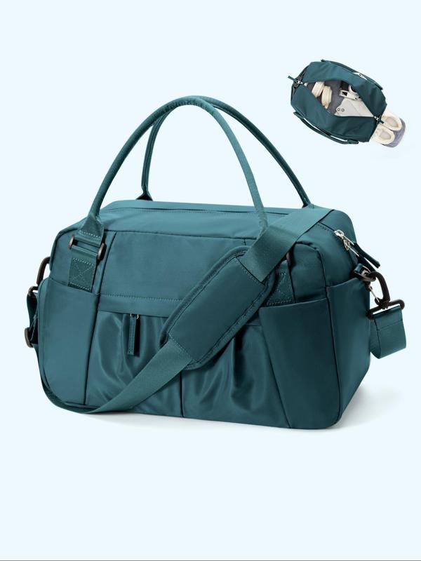 Unisex Fashionable Travel Bag, Lightweight Large Capacity Bag with Independent Shoe Compartment, Multi-functional Weekender Bag with Detachable Strap for Travel & Daily Used