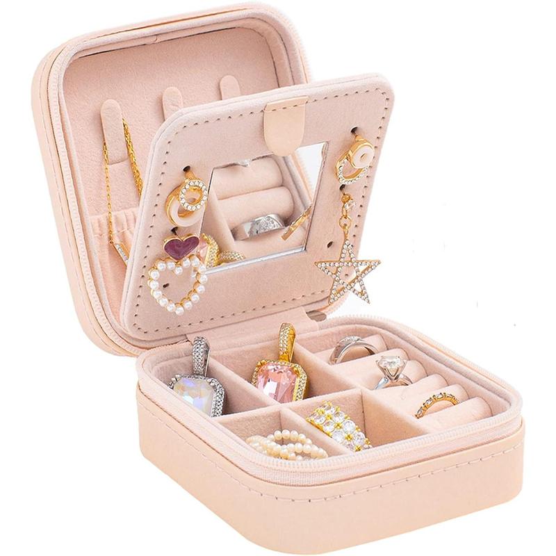 Travel Jewelry Case and Organizer with Mirror - Gift for Women and Girls