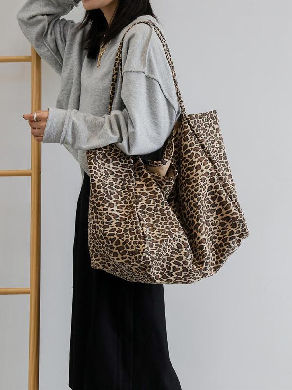 Fashion Leopard Print Tote Bag, Casual Large Capacity Shoulder Bag for Women, Trendy All-match Bag for Daily Use, Stylish Designer Bag