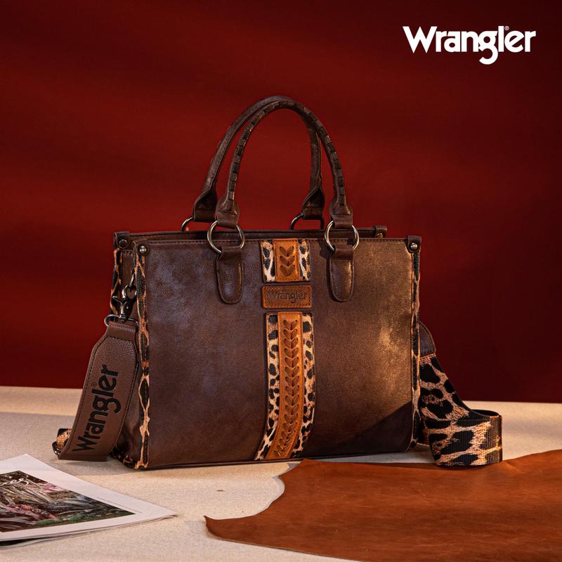 Wrangler Tote Bag for Women Western Purse Woven Shoulder Bag Top-Handle Animal Print Handbags