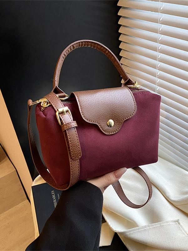 Women's Solid Color Suede Crossbody Bag, Fashionable Shoulder Bag for Daily Used, Casual Trendy Versatile High-quality Daily Commuting Bag