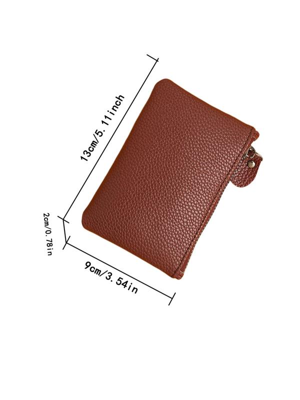 Solid Color Small Coin Purse With Zipper, Men & Women's Mini Wallet for Casual Use