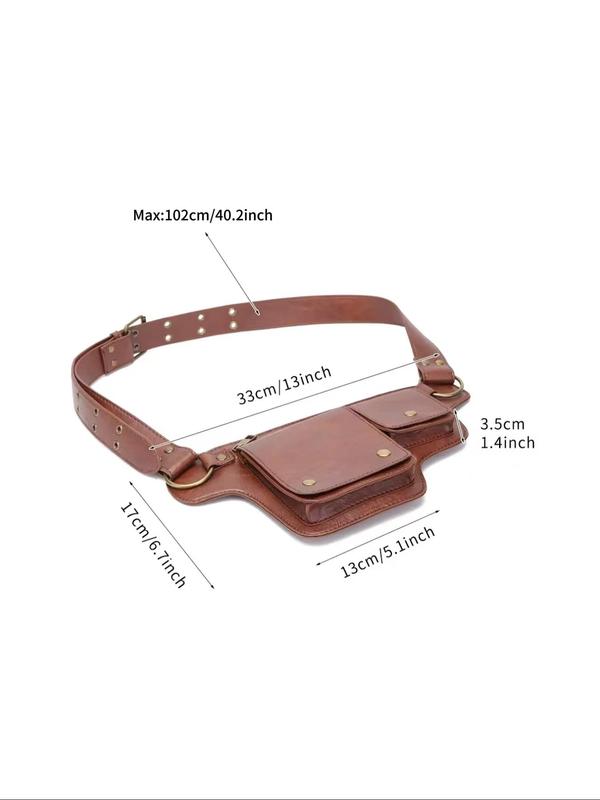 Women's Solid Color Fanny Pack, Fashionable Adjustable PU Leather Sling Bag for Daily Used, Casual Trendy Versatile High-quality Daily Commuting Bag Travel Essentials