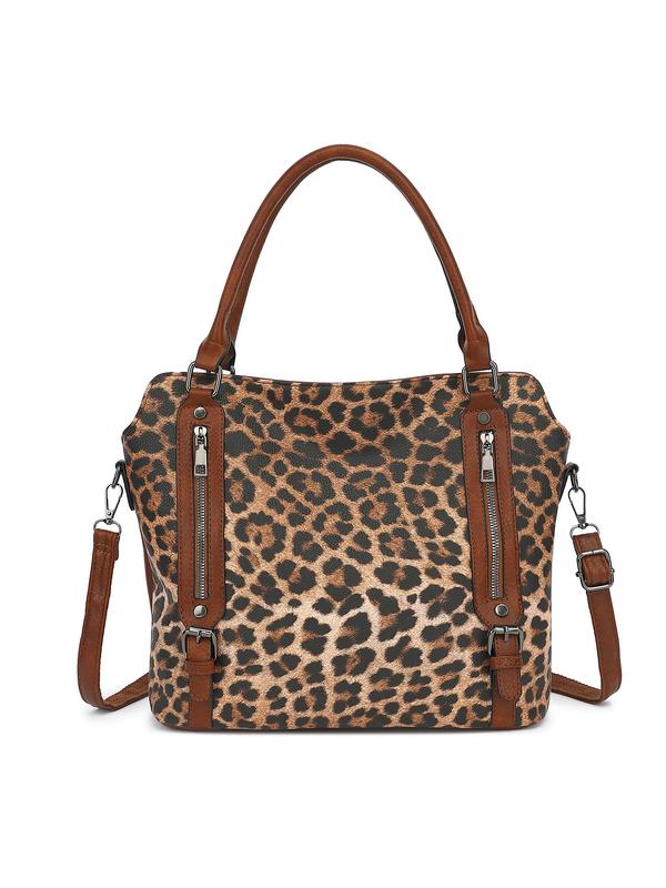 Women's Fashion Leopard Print Handbag, Casual Large Capacity Tote Bag for Daily Used, Trendy Versatile High-quality Daily Commuting Bag, Girl Fashionable Bag