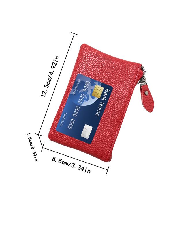 Solid Color Small Coin Purse With Zipper, Men & Women's Mini Wallet for Casual Use