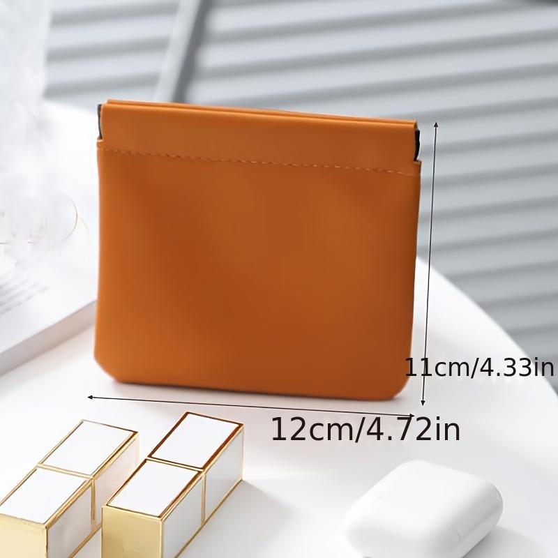 Solid Color PU Leather Mini Storage Pouch, 1 Count Multi-purpose Self-closing Bag for Coins, Lipstick & Accessories, Compact Portable Coin Purse