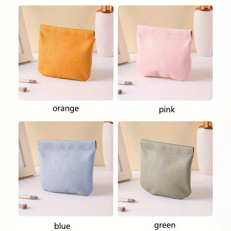 Solid Color PU Leather Mini Storage Pouch, 1 Count Multi-purpose Self-closing Bag for Coins, Lipstick & Accessories, Compact Portable Coin Purse