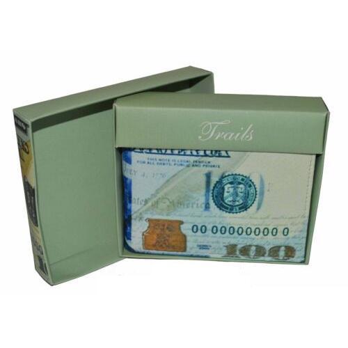 Leatherboss Men's Bifold Exotic Wallet with Hundred Dollar Bill Design and Gift Box