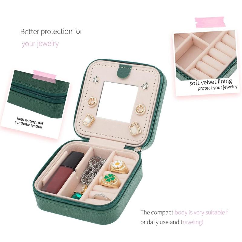 Travel Jewelry Case and Organizer with Mirror - Gift for Women and Girls