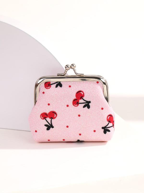 Fall 2024 New Trendy Cherry Pattern Coin Purse for Women, Cute Storage Wallet As Gift, Kiss Lock Buckle Small Stuff Storage Bag for Daily Outfit Accessories