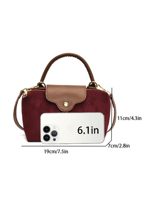 Women's Solid Color Suede Crossbody Bag, Fashionable Shoulder Bag for Daily Used, Casual Trendy Versatile High-quality Daily Commuting Bag