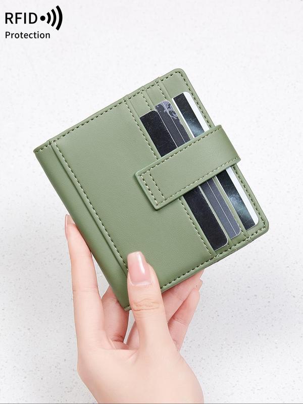 Women's Minimalist Plain Color RFID Wallet with Multiple Card Slots, Lightweight Design Wallet, Simple Anti-theft Card Holder for Women