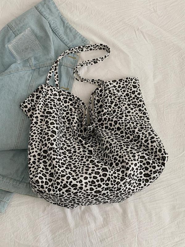 Fashion Leopard Print Tote Bag, Casual Large Capacity Shoulder Bag for Women, Trendy All-match Bag for Daily Use, Stylish Designer Bag