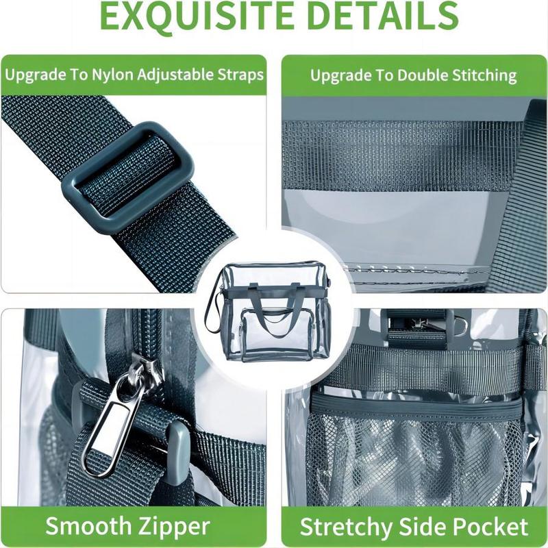 Clear Lunch Bag, Large Capacity Zipper Handbag, Waterproof Sport Storage Bag for Travel, Multi-use Organizer, Gym Accessories, Picnic Accessories