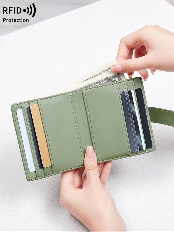 Women's Minimalist Plain Color RFID Wallet with Multiple Card Slots, Lightweight Design Wallet, Simple Anti-theft Card Holder for Women