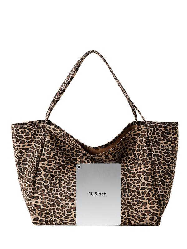 Fashion Leopard Print Tote Bag, Casual Large Capacity Shoulder Bag for Women, Trendy All-match Bag for Daily Use, Stylish Designer Bag