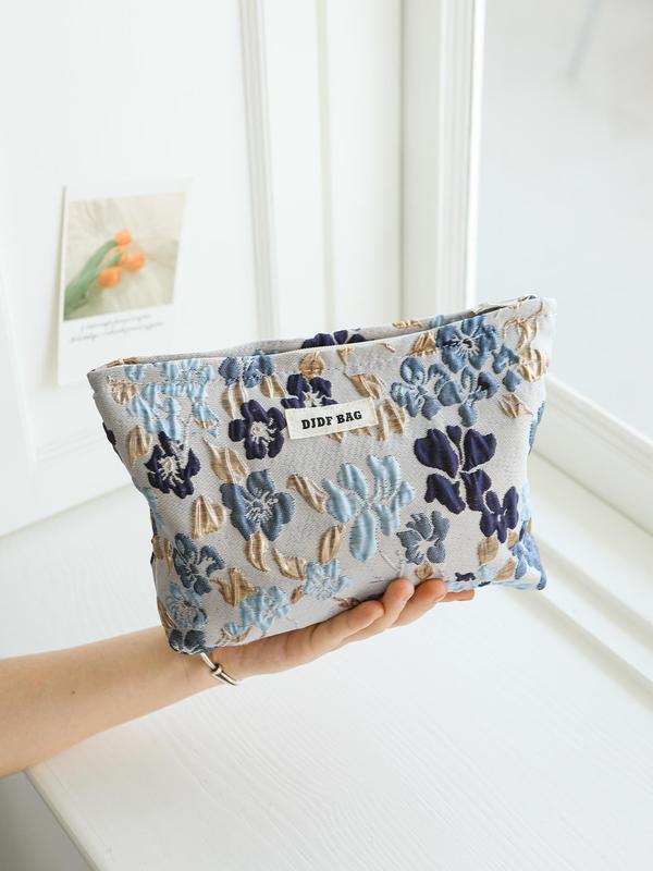 Floral Pattern Makeup Bag, Portable Large Capacity Cosmetic Storage Bag, Travel Toiletry Bag, Zipper Makeup Organizer Pouch, Versatile Storage Bag for Travel, Gym, Office, Home